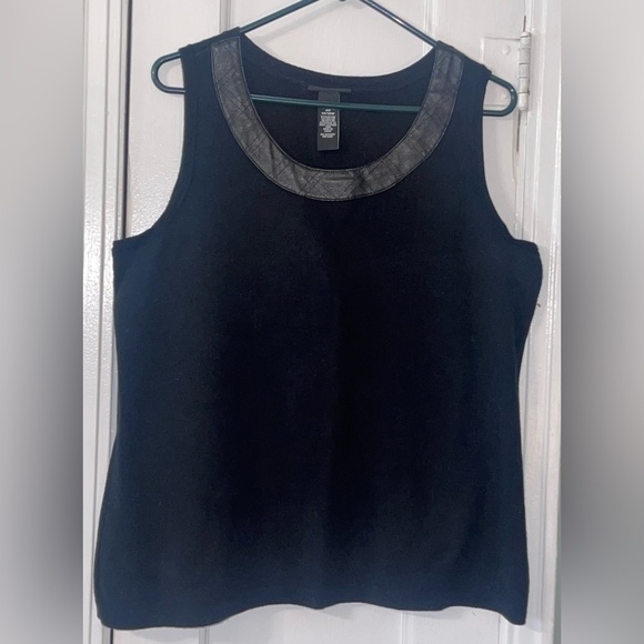 Catherine’s Sweater Shell With Quilted Faux Leather Trim - Picture 1 of 3